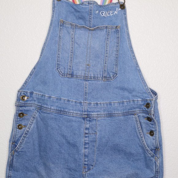 Target pride shortalls sz medium adult rainbow light wash pre-owned - Picture 5 of 13